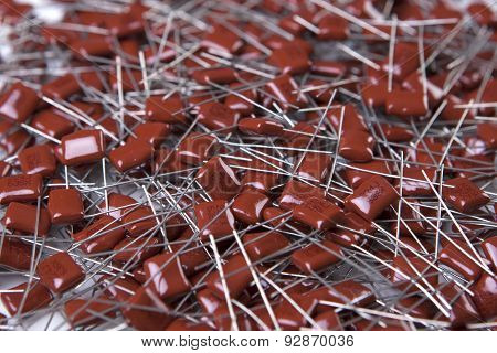 Plenty Of Capacitors Placed On White Surface Bulk