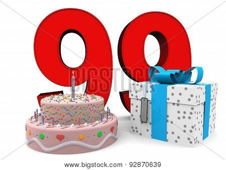 Happy Birthday With Present And Cake