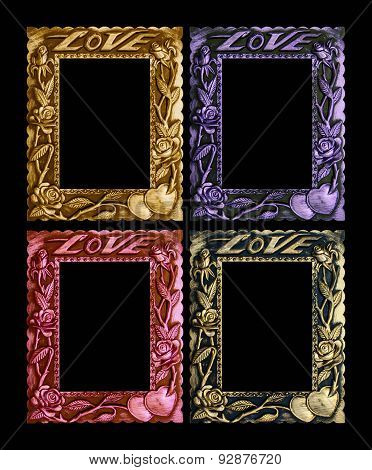 Colorful antique frame isolated on a black background.