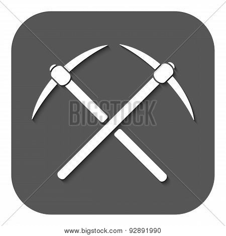 The Pick Icon. Pickax Symbol. Flat