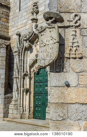 Principal Door Of The Guarda Cathedral. Portugal.