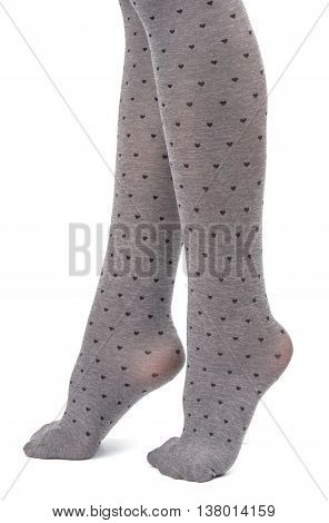tights on legs girls isolated on white background