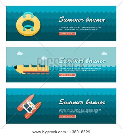 Travel and vacation vector banners. Summertime. Holiday eps 10