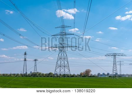 Power supply lines seen in rural Germany