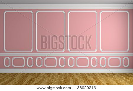 Pink Wall In Classic Style Empty Room