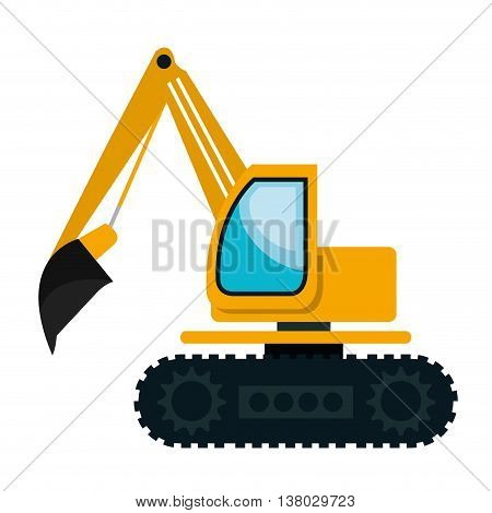 Construction vehicle machinary isolate flat icon, vector illustration.