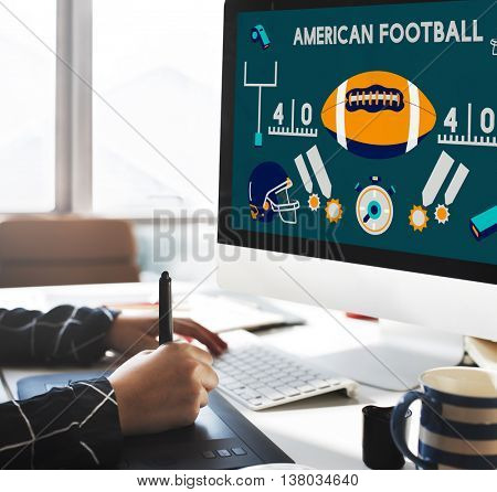 American Football Competition Game Goal Play Concept