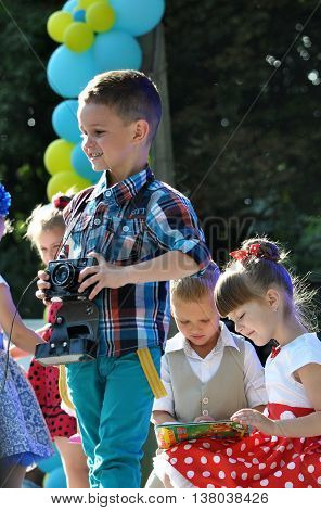 CHORTKIV - Ternopil - Ukraine - July 12 2015. Day of Chortkiv. On stage at the park to the audience are the children from the local kindergarten.