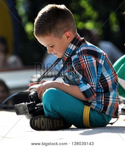 CHORTKIV - Ternopil - Ukraine - July 12 2015. Day of Chortkiv. On stage at the park to the audience are the children from the local kindergarten.