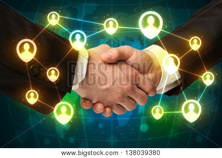 Business handshake, social netwok concept