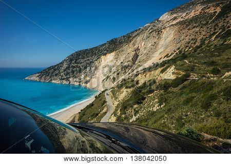 Picturesque Mirtos Beach On The Island Of Kefalonia, Greece