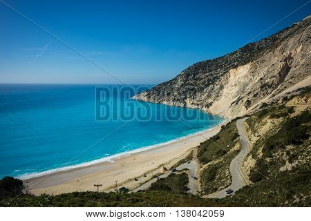 Picturesque Mirtos Beach On The Island Of Kefalonia, Greece
