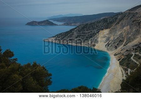 Picturesque Mirtos Beach On The Island Of Kefalonia, Greece