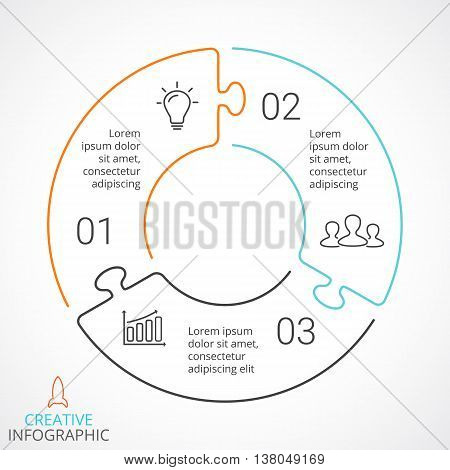 Circle arrows diagram for graph infographic presentation with steps parts options.