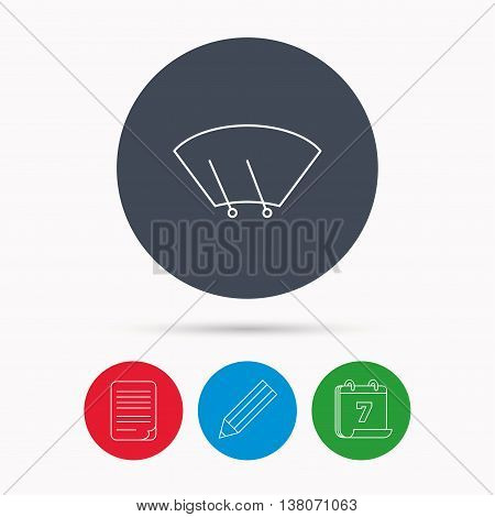 Windscreen wipers icon. Windshield sign. Calendar, pencil or edit and document file signs. Vector