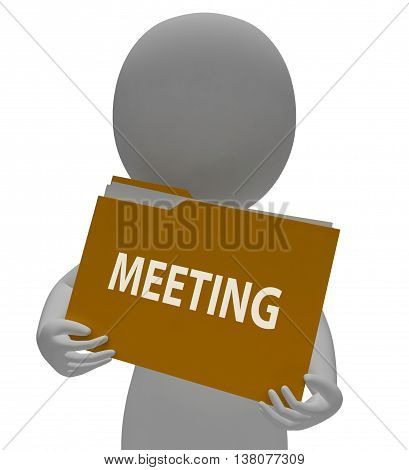 Meeting Folder Represents Discuss Correspondence And Folders 3D Rendering