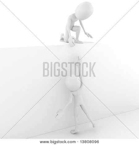 3D Man helfen anderen 3d Man Klettern