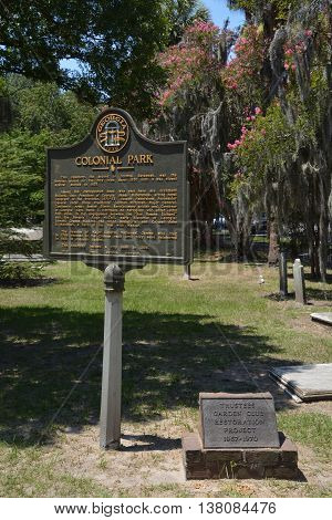 SAVANNAH GEORGIA USA JUNE 26 2016: Colonial Park Cemetery has been closed to interments since 1853 and is the oldest intact municipal cemetery in Savannah.