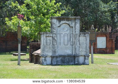 SAVANNAH GEORGIA USA JUNE 26 2016: Colonial Park Cemetery has been closed to interments since 1853 and is the oldest intact municipal cemetery in Savannah.