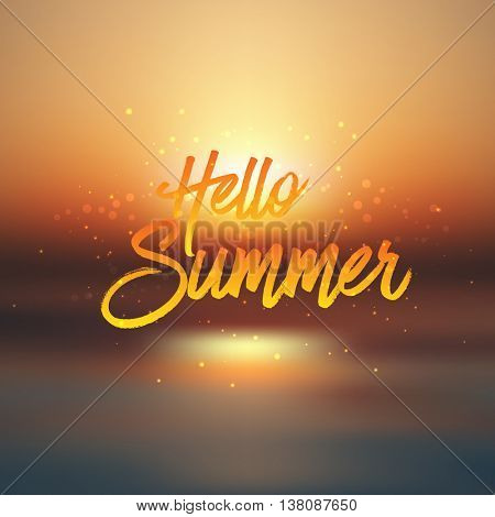 Summer background with defocussed sunset sea image