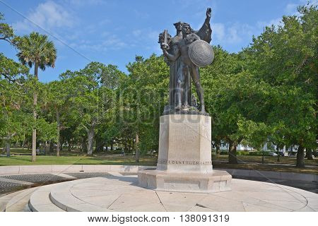 CHARLESTON SC USA 06 24 2016: Confederacy monument 