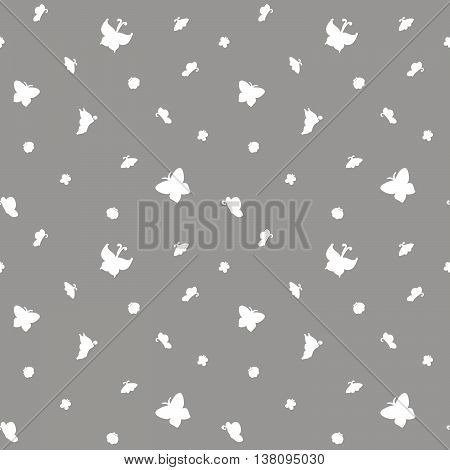 Small white butterflies on a gray background vector
