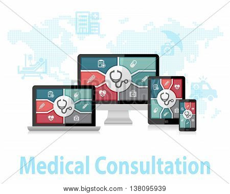 Medical Consultation Online Doctor Apps Responsive Web Design Concept