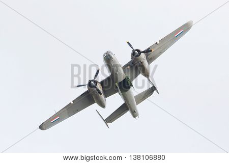 Leeuwarden, The Netherlands - June 10: Ww2 B-25 Mitchell Bomber In Dutch Markings During The Dutch A