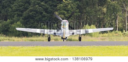 Leeuwarden, The Netherlands - June 10: P51 Mustang Displaying At The Dutch Air Force Open House. Jun
