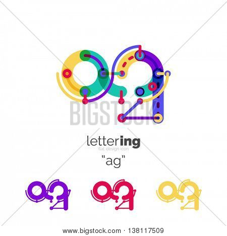 Linear initial letters, logo branding concept, cartoon funny style
