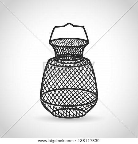 cage fish icon in a flat design on a white background with shadow