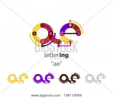 Linear initial letters, logo branding concept, cartoon funny style