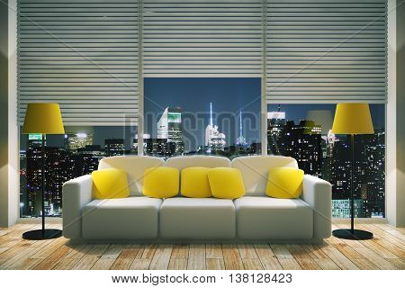 Bright Living Room At Night