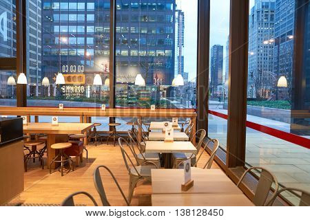 CHICAGO, IL - CIRCA MARCH, 2016: inside of Pret a Manger. Pret a Manger is a sandwich shop chain based in the United Kingdom