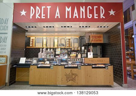 CHICAGO, IL - CIRCA MARCH, 2016: interior of Pret a Manger. Pret a Manger is a sandwich shop chain based in the United Kingdom