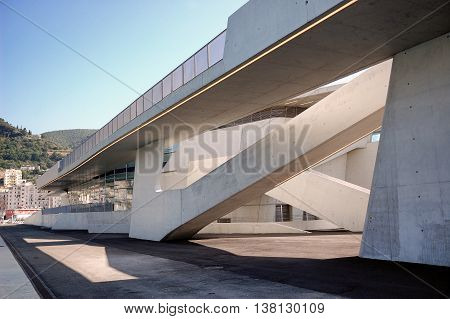 SALERNO, Italy June 2016 - The West side of the new maritime station of Salerno designed from the architect Zaha Hadid