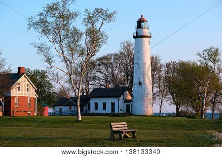 Pointe aux Barques Lighthouse, built in 1848, Lake Huron, Michigan, USA