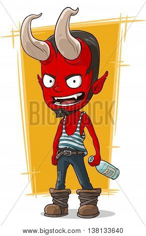 A vector illustration of cartoon red devil in sailor frock