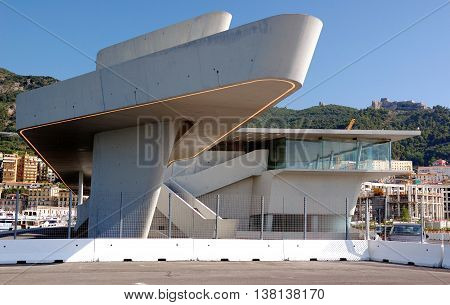 SALERNO, Italy June 2016 The new Maritime Station of Salerno designed from the architect Zaha Hadid - On the background on the hills the Ancient Castle of Arechi