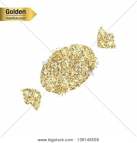 Gold glitter vector icon of sweet isolated on background. Art creative concept illustration for web, glow light confetti, bright sequins, sparkle tinsel, abstract bling, shimmer dust, foil.