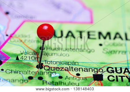 Quezaltenango pinned on a map of Guatemala