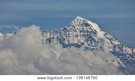 Famous mountain in the Swiss Alps. Mt Monch.
