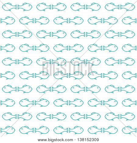 Blue seamless pattern with cute small fish