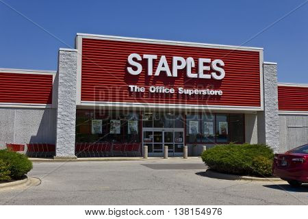 Ft. Wayne IN - Circa July 2016: Staples Inc. Retail Location. Staples is a Large Office Supply Chain V