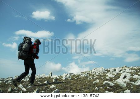 Backpacker i vandring