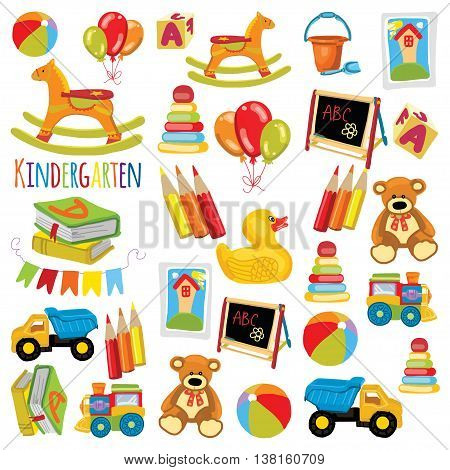 Kindergarten Play and study Vector hand drawn images