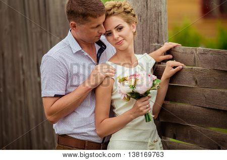 Bride and groom on their wedding day
