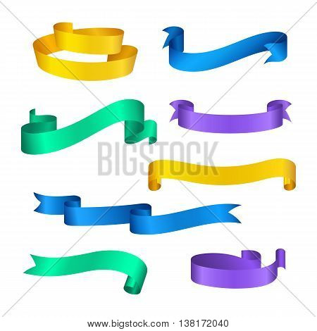 Set of colored ribbons. Vector banners for decoration on isolated white background.
