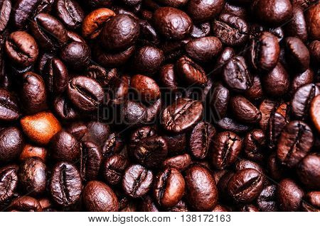 Roasted coffee beans as a background. Coffee bean