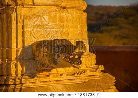 Monkey Temple. Detail Of The Temple.. Jaipur. India.